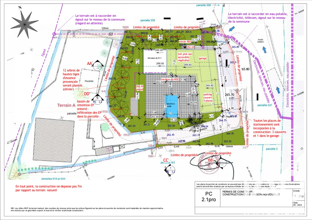 Planimetria - Plot with Approved Plans for Villa in Fuveau