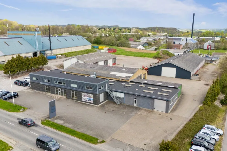 Vista aerea - Office and Workshop Space with Exhibition Area in Odder
