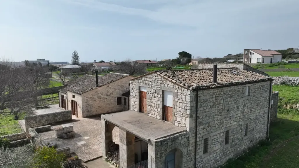 Aerial - Historic Stone Villa with Garden in Modica