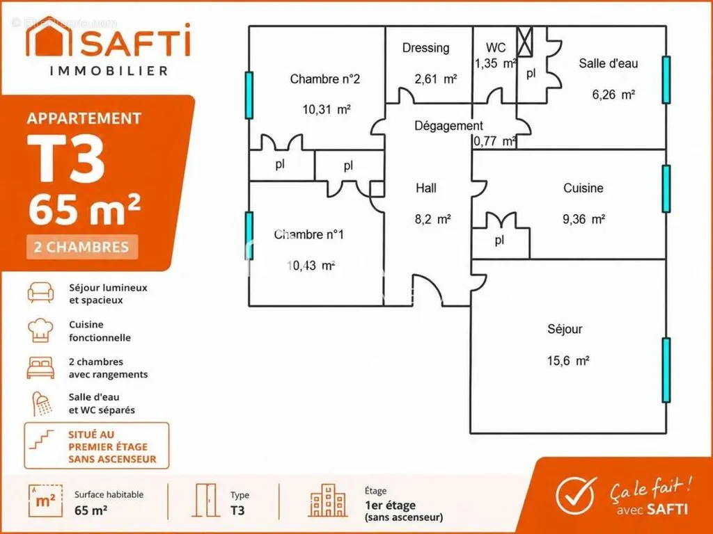 Plaan - T3 Apartment with Dressing in Perpignan