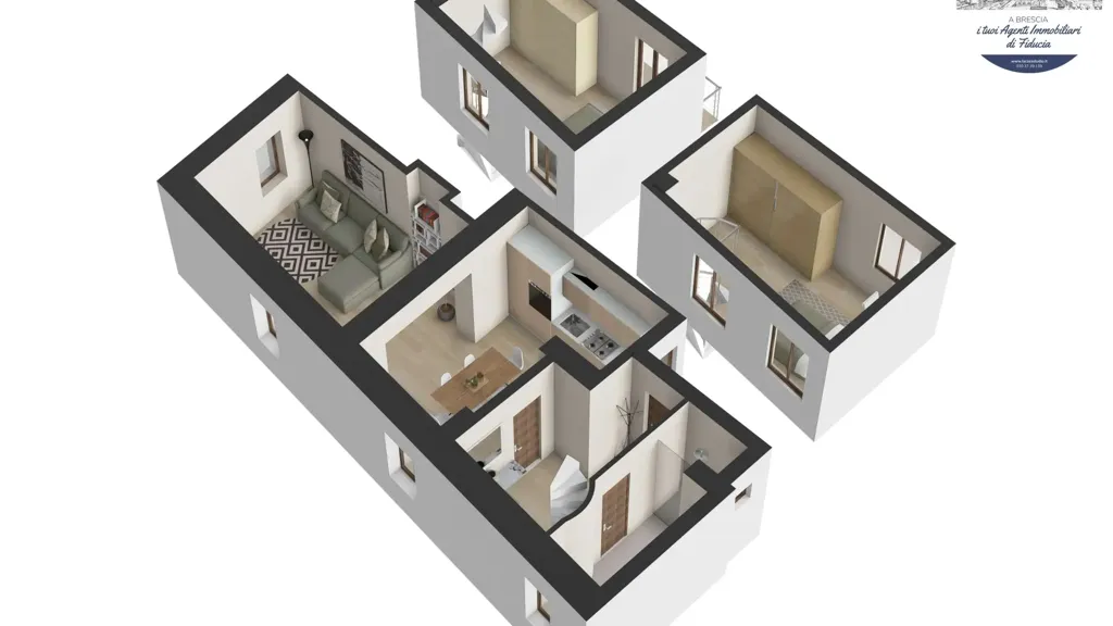 Plan - Occupied Trilocale with Balcony in Brescia