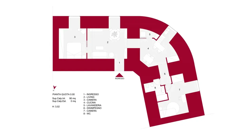 Plan - Bright Trilocale with Park View in Naples