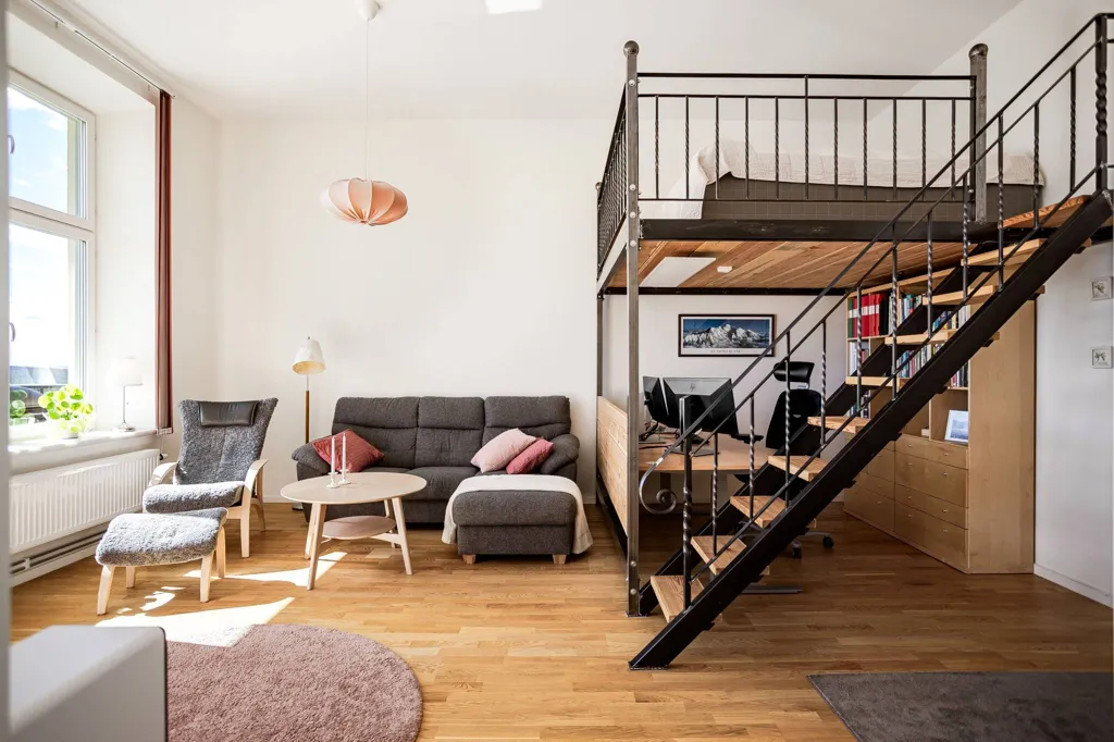 Séjour - Characterful Flat with Balcony in Falun