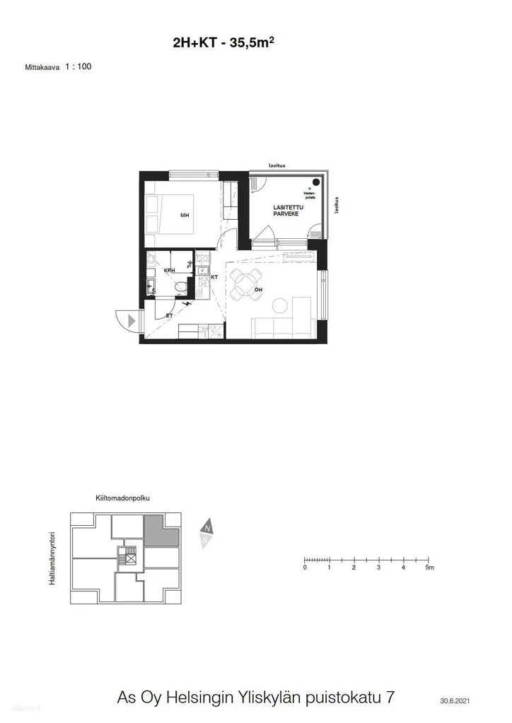 Plaan - Modern Flat with Glazed Balcony in Laajasalo