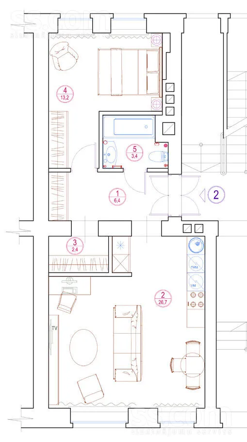 Planimetria - Modern 2-Bedroom Apartment in Riga Centre
