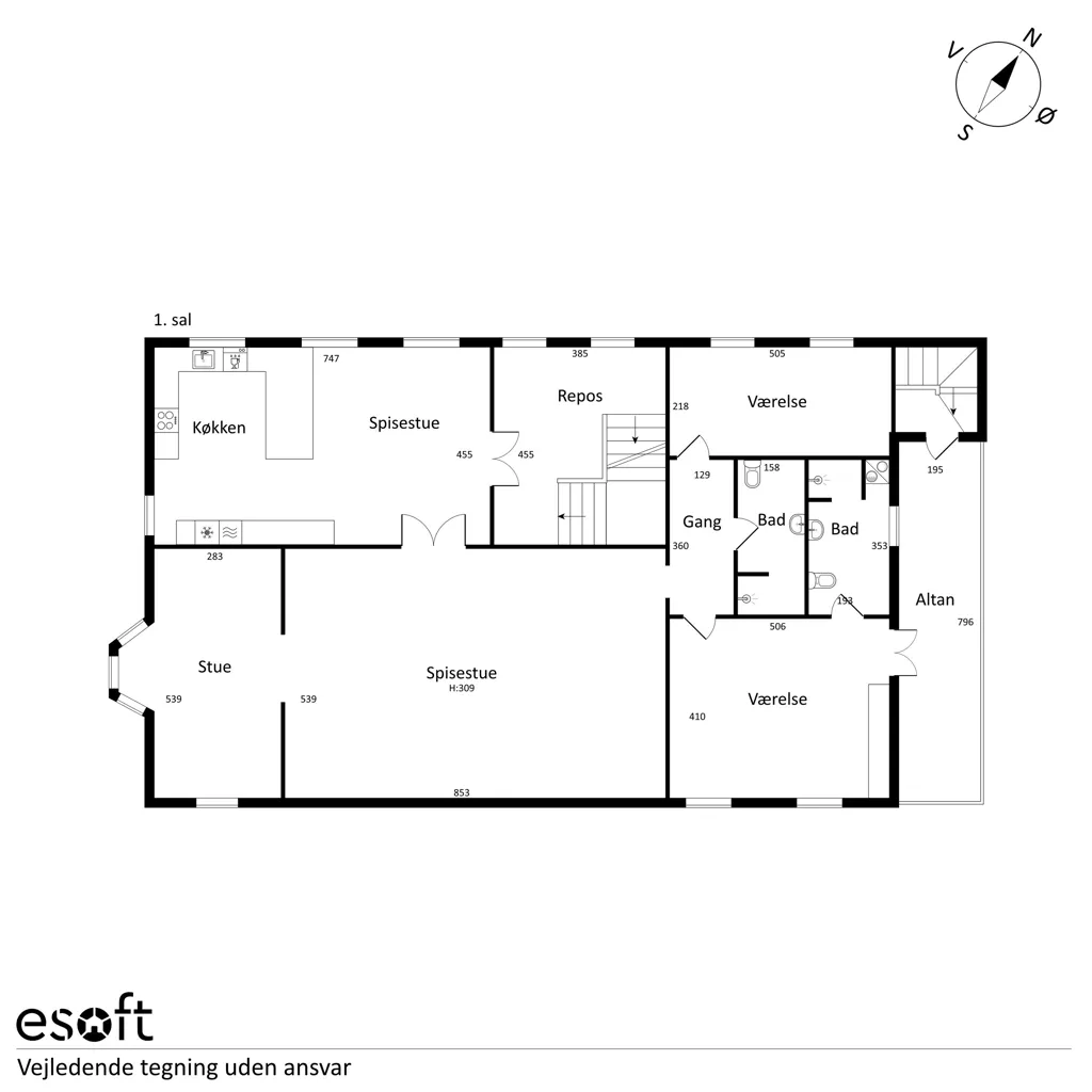 Plan - Spacious Apartment in Historic Building, Copenhagen