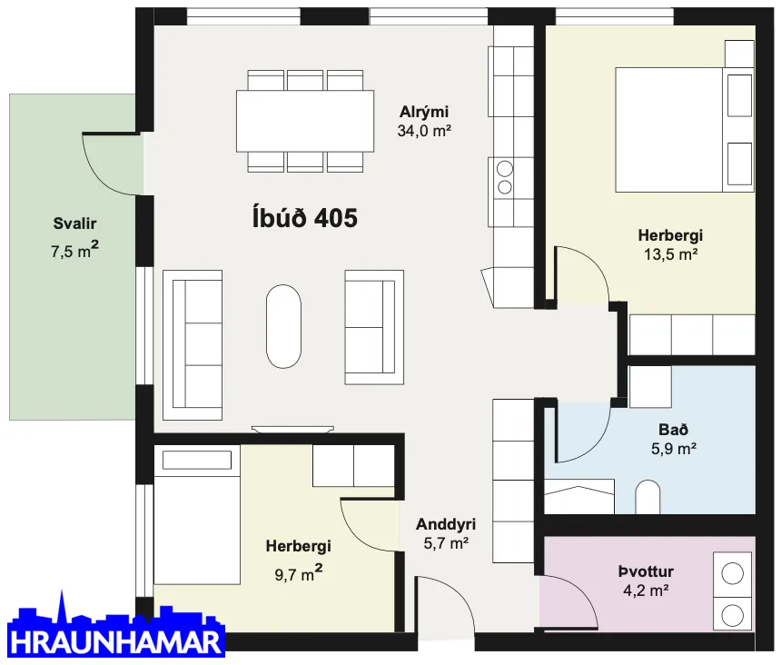 Appartement 3 pièces à Hafnarfjörður