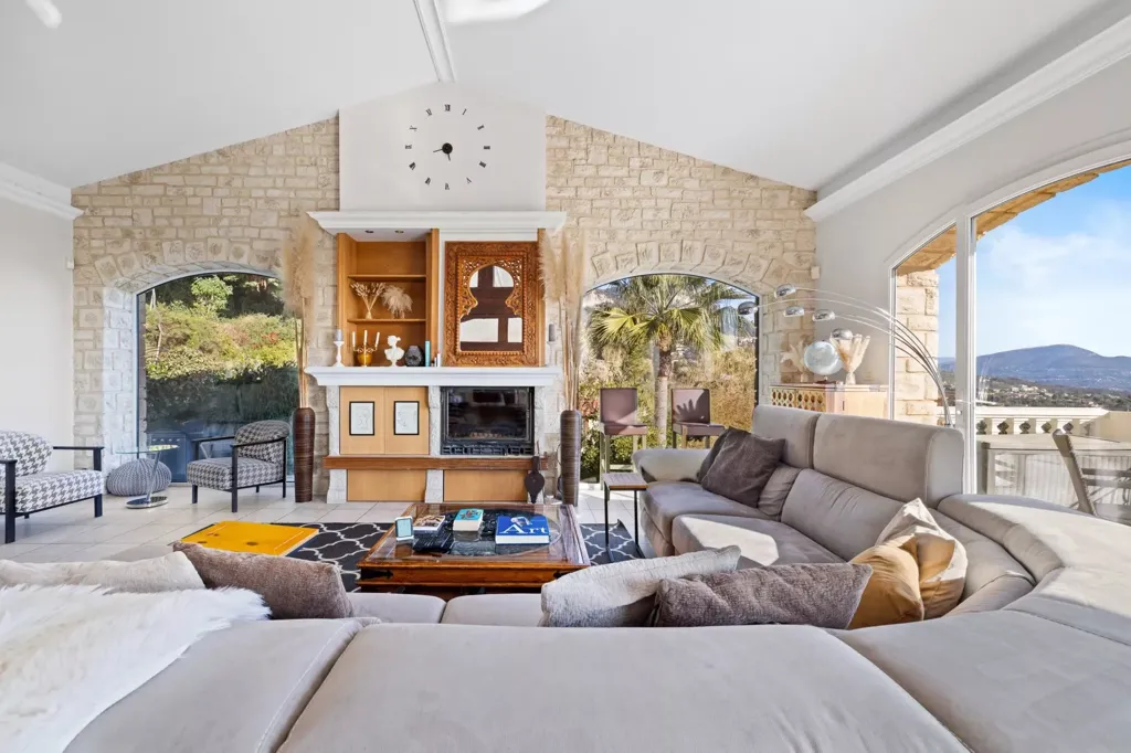 Séjour - Villa avec Vue Panoramique sur la Méditerranée à Vence