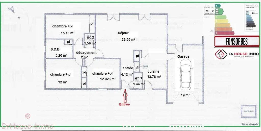 Plaan - Single-Storey Villa with Garden in Fonsorbes