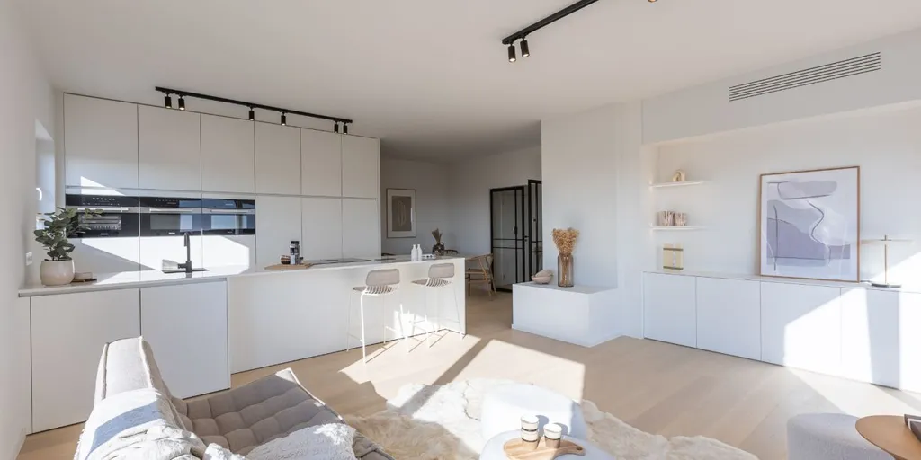 Séjour - Penthouse Rénové avec Terrasse à Ostende