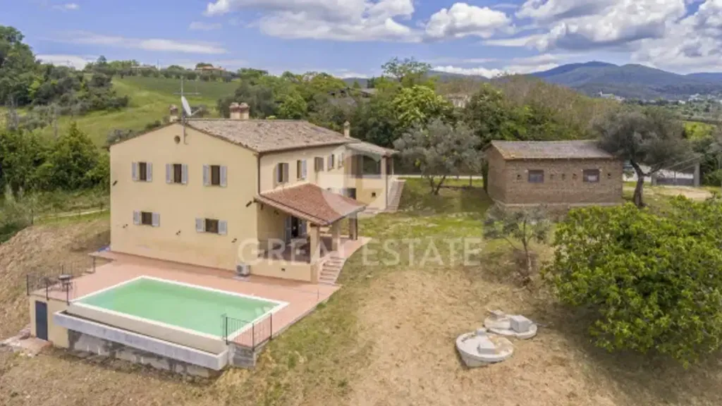 Vue aérienne - Restored 19th-Century Farmhouse with Pool in Narni