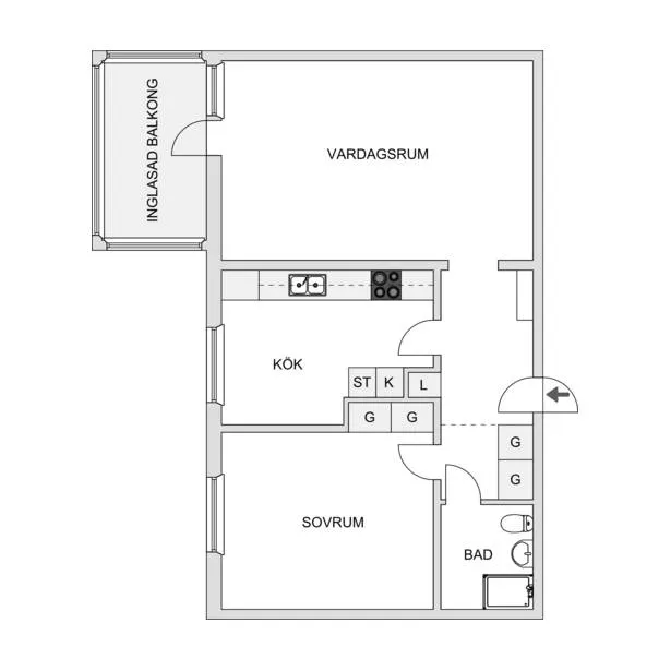 Plaan - Apartment with Balcony in Central Växjö