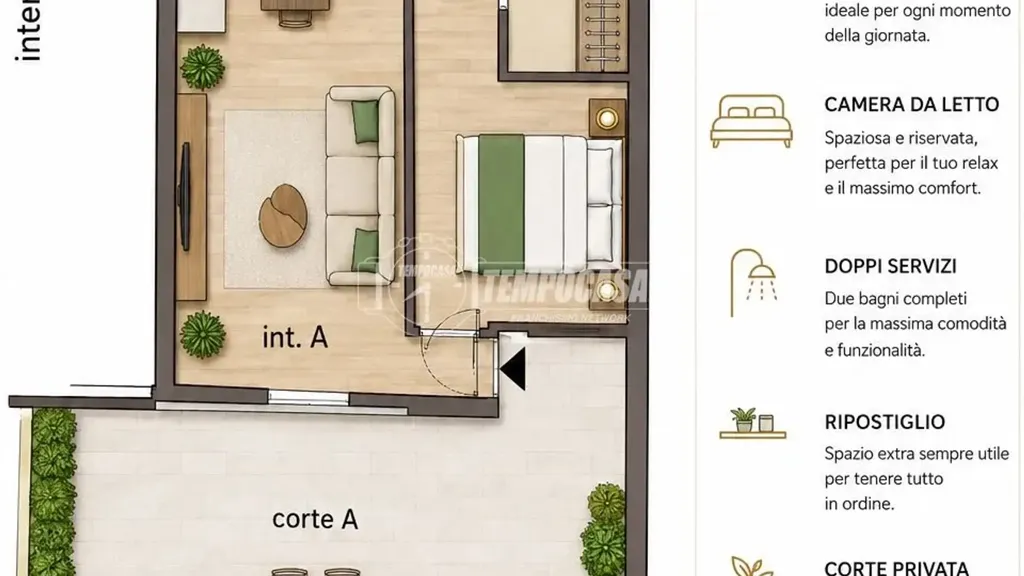 Plan - Rustic 2-Bedroom Flat with Private Garden in Rome