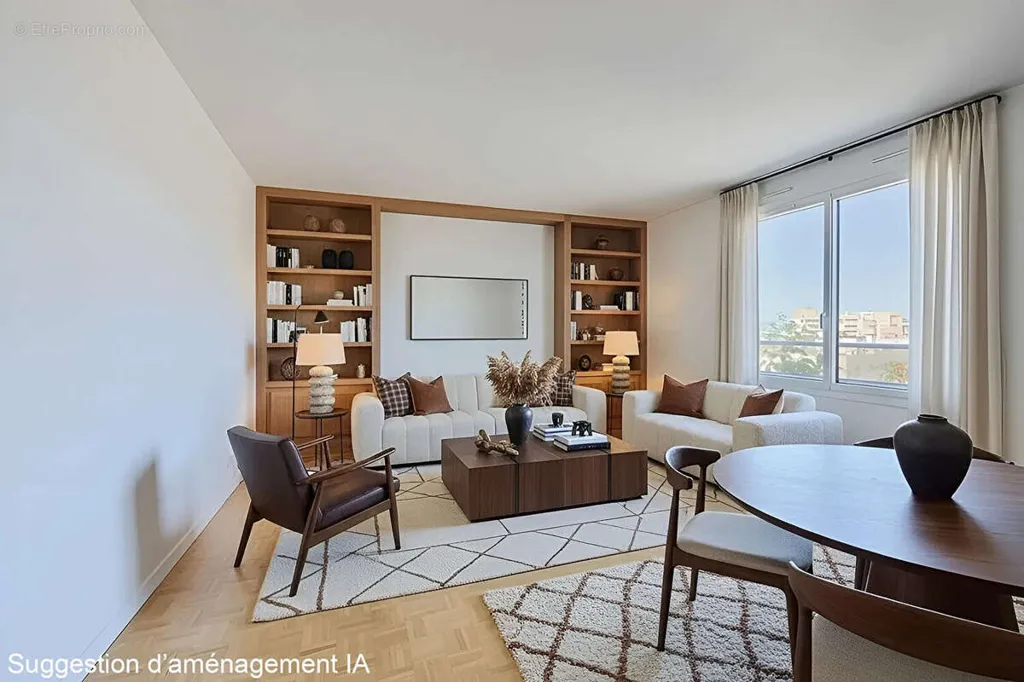 Séjour - Appartement 4 Pièces avec Vue Panoramique sur Paris