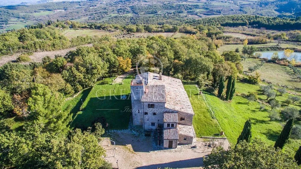 Aerial - Ancient Castle with Pool in Umbria