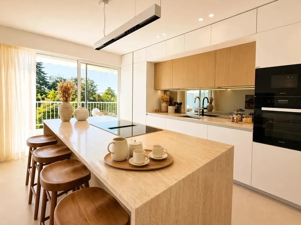 Cuisine - Appartement 4 Pièces avec Vue Mer à Cannes