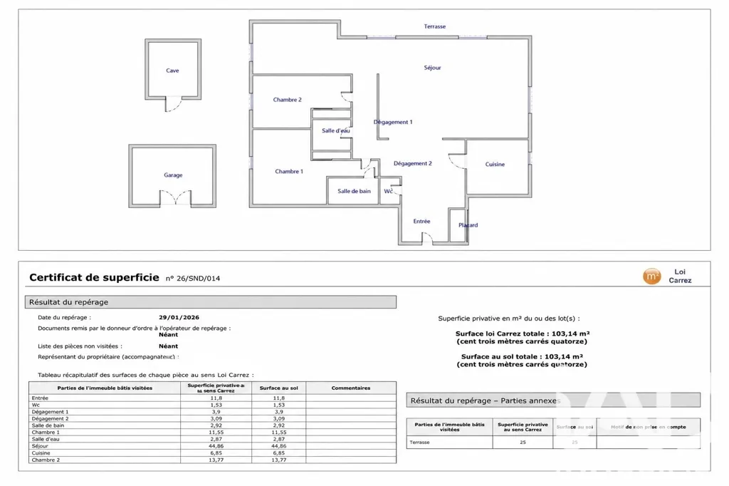 Plan - Appartement 4 Pièces avec Terrasse à Aulnay-Sous-Bois