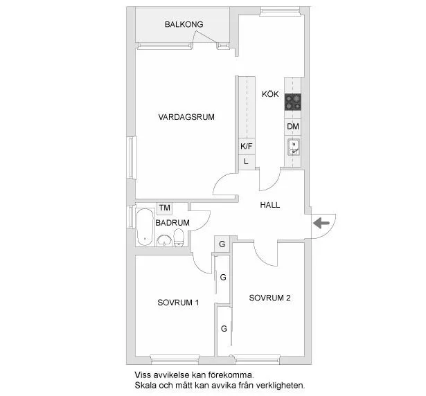 Grundriss - Bright Apartment with Balcony near Stuvsta Centre