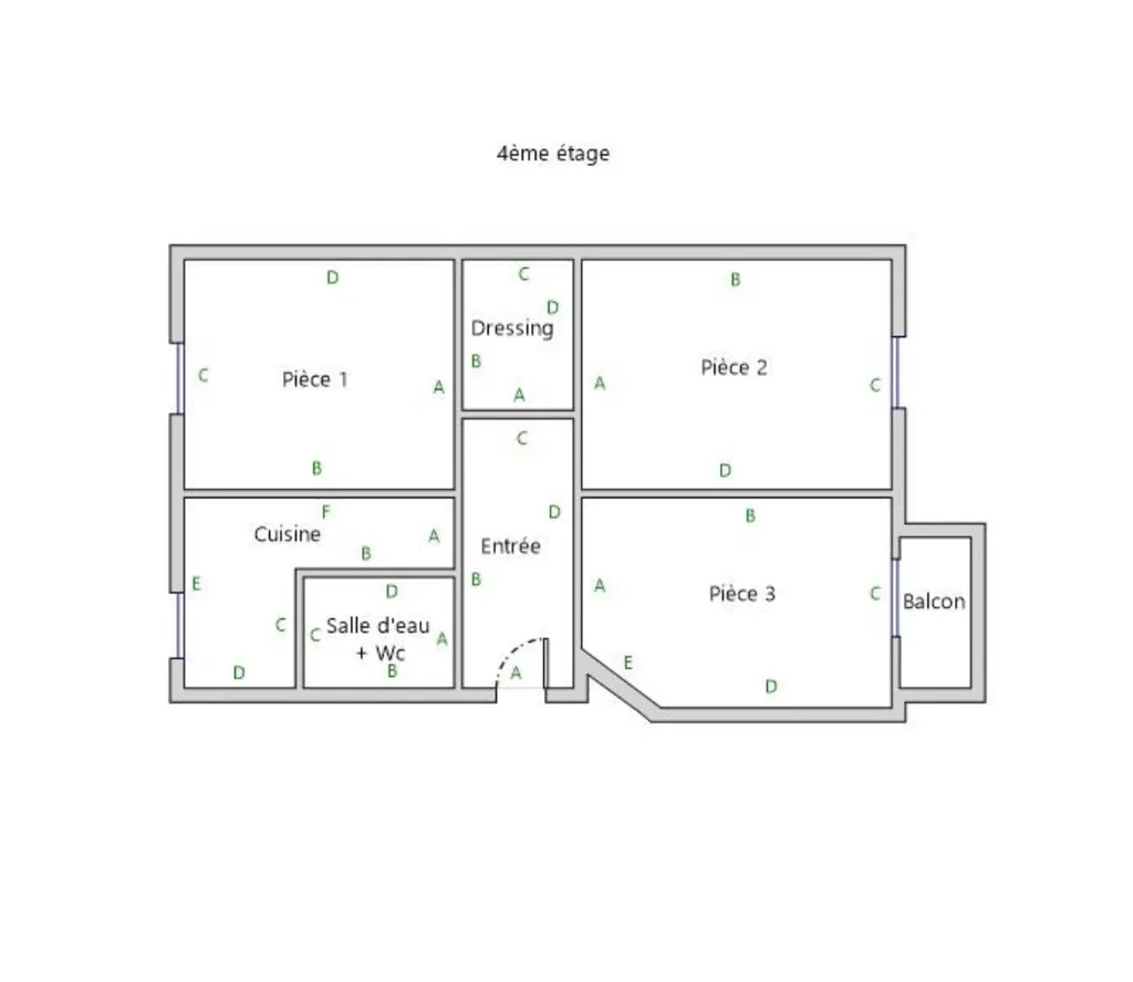 Floor Plan - Charming Apartment with Balcony in Saint-Denis